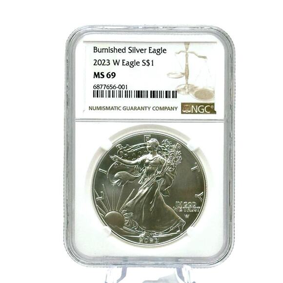 2023 W Burnished Silver Eagle NGC MS69 w/ Box & COA Fine Silver Coin - Picture 2 of 13